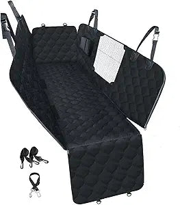 PETICON Dog Car Seat Cover with Mesh Window, 100% Waterproof Pet Seat Cover for Back Seat, Scratchproof Dog Hammock for Cars, Trucks, SUVs, Jeeps, Black