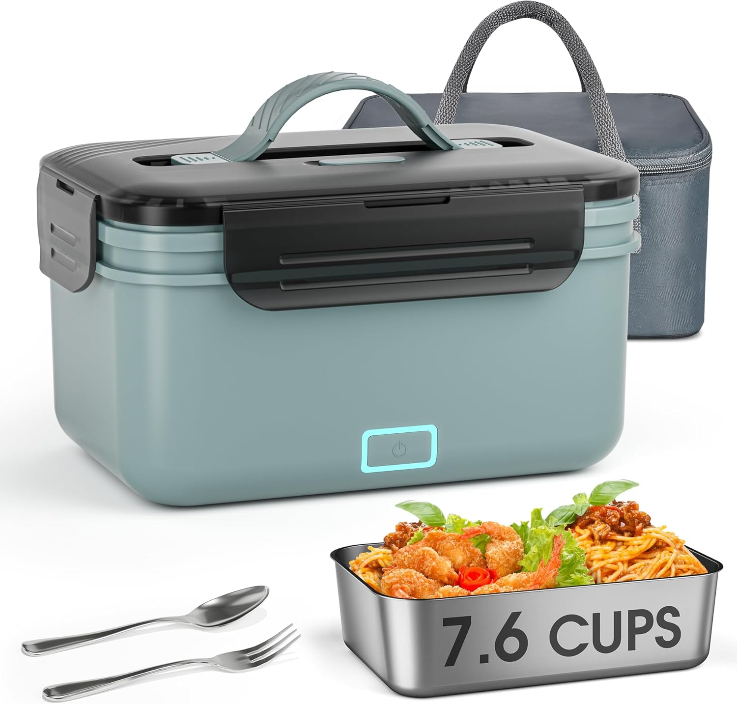 Cordless Electric Lunch Box for Adults 1.8L Heated Lunch Box for Men Portable Food Warmer Rechargeable Lunch Box, 70W loncheras electricas para calentar almuerzo Battery Lunchbox for Office\/Outdoor