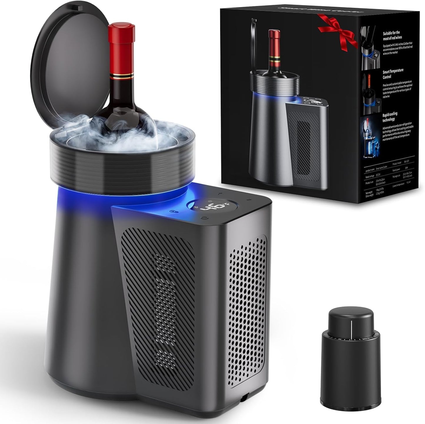 ​Newise Wine Chiller & Temperature Keeper for Standard 750ml Bottles, Electric Chiller Maintains Perfect Temp, Low-Noise, Christmas Gift Set for Wine Lovers​