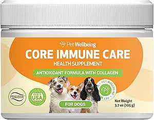 Pet Wellbeing Core Immune Care for Dogs - Daily Antioxidant Support for Pets of All Ages - Veterinarian Formulated Holistic Immune Support - 3.7 oz (105 g) Powder