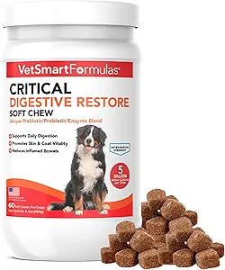 Critical Digestive Restore Soft Chews for Dogs - Veterinarian-Strength Probiotic Support for Optimal Health â€“ with 10 Billion CFUs Per Dose