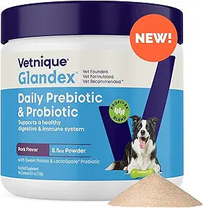 Vetnique Glandex Daily Probiotics for Dogs with Prebiotics to Support Gut Health with Fiber and Digestive Enzymes, Dog Probiotic Powder (8.5oz Powder, Pork Powder)
