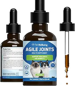 Pet Wellbeing Agile Joints for Cats - Hip and Joint Health, Mobility, Devilâ€™s Claw, Boswellia, Joint Ligament and Cartilage - Veterinarian-Formulated Herbal Supplement 2 oz (59 ml)