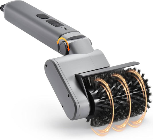 Electric BBQ Grill Brush Cordless, Rechargeable Electric Rotary Grill Brush for Outdoor Grill, Automatic Rotating Grill Cleaning Brush, 3-Speed, Adjustable Angle, No Bristle Shedding, Extra Head