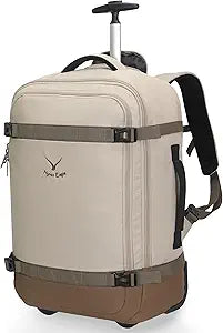 Hynes Eagle Rolling Backpack 42L Backpack with Wheels Airline Approved Carry on Luggage Laptop Travel Suitcase Bag for Women Men Khaki