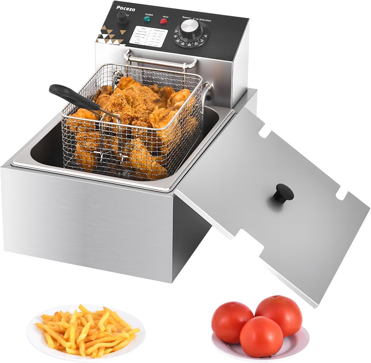 Deep Fryer with Basket, 1700w 9.1Qt Oil Tank\/ 4Qt Basket, Stainless Steel Countertop Electric Fryer for Home and Commercial Use, Oil Fryer with Temperature Control and Double Overheat Protection