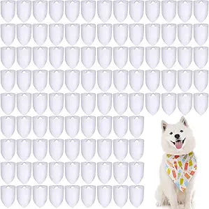 Kacctyen 100 Pcs Sublimation Blank Dog Bandanas Heat Transfer Washable Triangle Scarf DIY Sublimation PET Bandana Bib Kerchief Puppy Accessories for Dogs Cat, White(30.71 x 21.65 Inch)