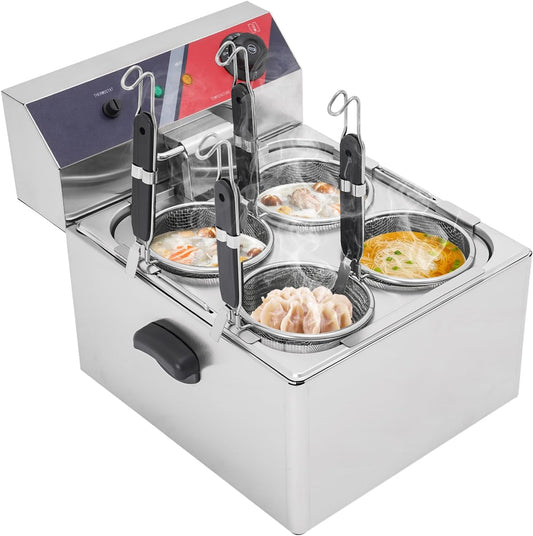 Commercial Noodle Cooking Machine,Stainless Steel Noodle Cooker, Desktop Pasta Cooker Electric Pasta with Basket for Homes Restaurants (17.72 x 13.39 x 13.39 in)