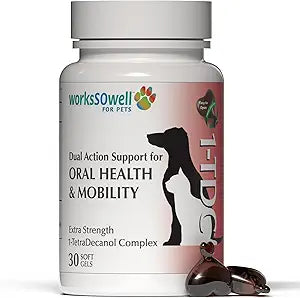 1TDC WorksSoWell Dual Action Hip and Joint Supplement for Dogs & Cats - for Large & Small Breed - Great for Oral Health, Stamina Recovery & Arthritis Pain Relief -30 ct