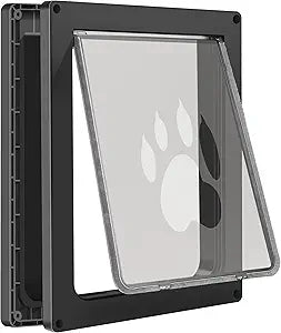 CEESC Dog Door for Pets Up to 45 lb, Weatherproof Pet Door for Cats and Dogs, Durable, Snap-in Closing Panel Included, Suitable for Interior and Exterior Doors(Medium Black)