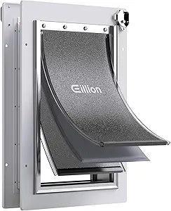 Medium Dog Door for Door, Doggy Door with Aluminum Frame, 3 Flaps, Metal Closing Panel and Lock, Pet Doggie Door for Interior and Exterior Doors