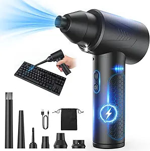Electric Air Duster  150000RPM Powerful Compressed Air Duster with LED Light, 3 Gears, 7500mAh Battery & Fast Charging, Rechargeable Air Blower for Computer, Keyboard, PC, Car, House & Outdoor
