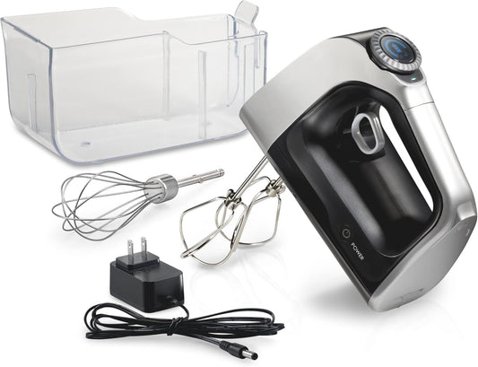Hamilton Beach Professional Cordless Electric Hand Mixer with Infinite Speed Control, Powerful DC Motor for Effortless Mixing, Quick Recharging, LCD Screen, Whisk, Storage Case, Black (62673)