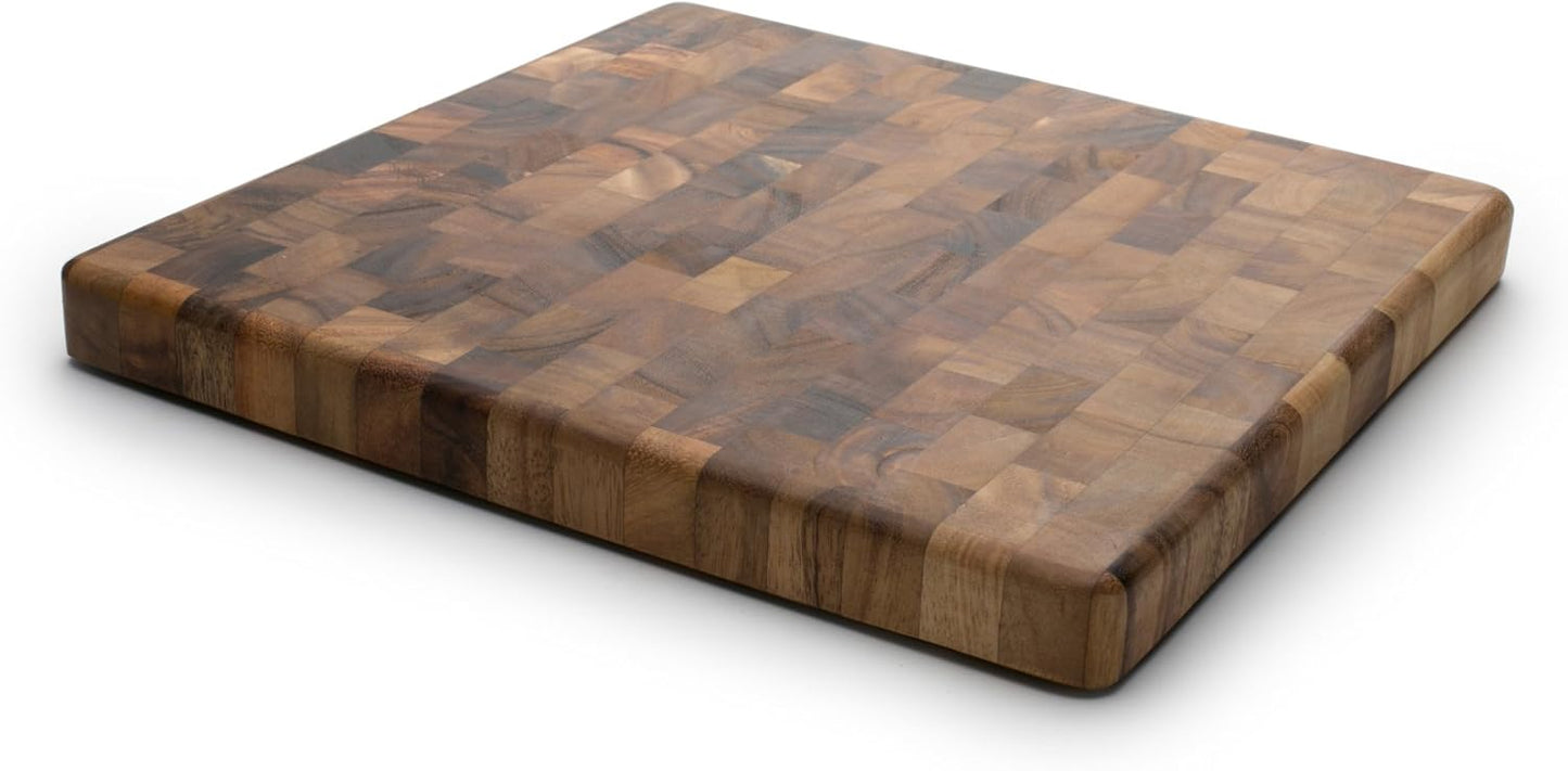 Ironwood Gourmet 28218 Square Charleston End Grain Chef's Board , Acacia Wood 14" Square