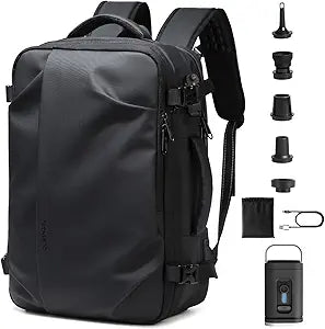 Cusangel vacuum compression backpack travel with Portable Electric Vac Pump,Vacpack,Pocket Air Pump, 45L Expandable 60L Airback (with Vacuum pump)