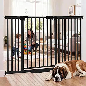 41" Extra Tall Dog Gate Indoor,30-62.5" Wide Heavy Duty Pet Gate for Doorways,Baby Gate with Walk Through and Auto Close, Pressure Mounted, Suitable for Stairs,Kitchen,Black