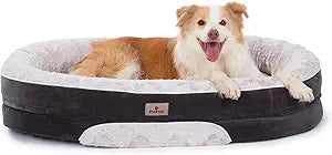 Orthopedic Dog Bed Couch for Large Sized Pets with Egg Foam Support, Four-Sided Bolster Cushions, Soft Tear-Resistant Fabric, and Removable Machine Washable Plush Cover