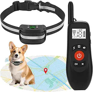 2-in-1 GPS Wireless Dog Fence & Remote Training Collar, Portable Pet Containment System, Electric Dog Fence, Beep/Vibration/Shock Correction Mode, for Dogs Over 18 Lbs