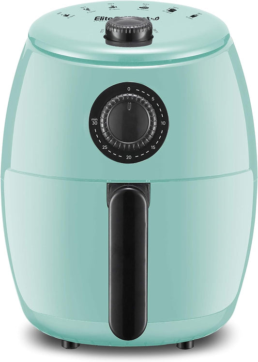 Elite Gourmet EAF0201BLX Personal Compact Space Saving Electric Hot Air Fryer Oil-Less Healthy Cooker, Timer & Temperature Controls, 1000W, 2.1 Quart, Mint