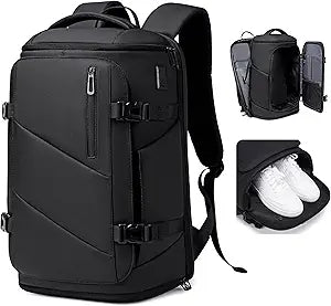 30L Travel Backpack for Men, Flight Approved Carry on Backpack Fits 17 inch Laptop, Water-resistant Large Luggage Weekender Bag Daypack for Traveling, Sports, Business, Black