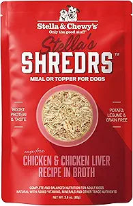Proposed Value: Stella & Chewy's Cage Free Chicken & Chicken Liver Shredrs - Premium Dog Food Pouches - Perfect For Picky Eaters - 24 Pack, 2.8oz Each
