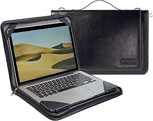 Black Leather Laptop Messenger Case - Compatible with HP ZBook Fury G10 16" Mobile Workstation
