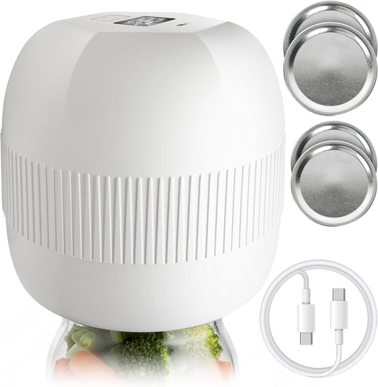 Electric Mason Jar Vacuum Sealer Kit for Wide & Regular Mouth Lids - One-Click LED Mason Jar Sealer, Sealing Kit With Lids, Portable Sealer, Canning Vacuum Sealer For Food Storage