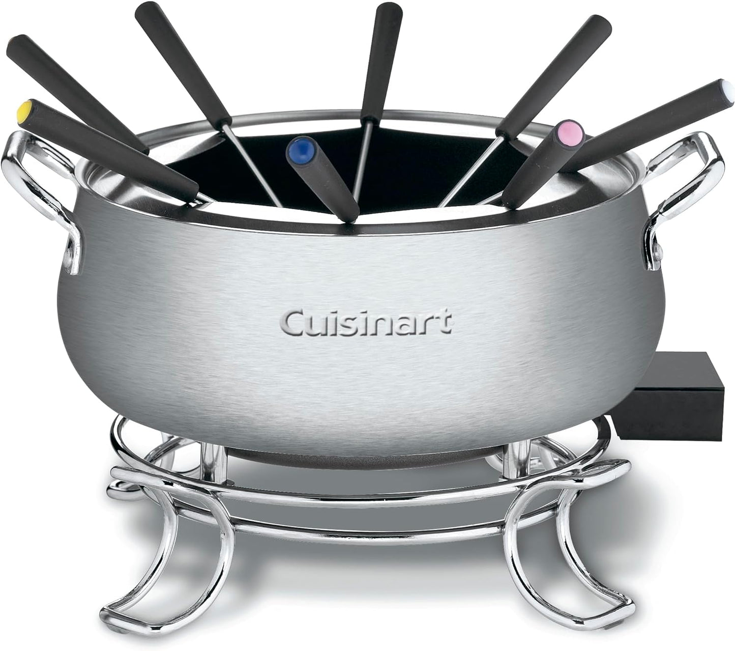 Cuisinart Fondue Pot Set, 3-Quart Stainless Steel Electric Fondue Pot for Chocolate, Cheese, Broth, and Oil, Includes 8 Forks, Temperature Control, Nonstick Interior, Dishwasher Safe, CFO-3SSNAS