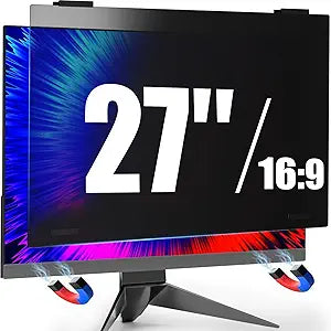 27 Inch Monitor Privacy Screen Hanging for Computer 16:9 Aspect Ratio, Magnetic Anti Glare Blue Light Private Protector Eye Care,Removable Anti Spy Filter Shield for Digital Workplaces