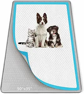 Pee Pad Holder for Dogs, 50" x 35" Silicone Pee Tray Mat Leak-Proof, High Edge, No Spill Pet Pad Holder for Puppy, Cat, Rabbit, Training Pads for Floor Protection, No Pee Pads (Light Grey)