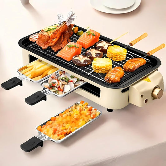 1500W Electric Indoor Grill,2 in 1 Smokeless Indoor Grills for Kitchen with Non-stick Removable Grill & Griddle Plate, Smokeless barbecue with Dishwasher Safe & emperature Control