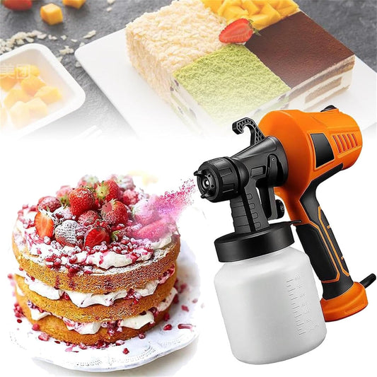 HEAXIY Electric Chocolate Spray Gun, 500W Cake Decorating Kit with 3 Patterns, Multifunction Baking Sandblasting Machine Paint Sprayer for Cake, Chocolate Decoration,Orange