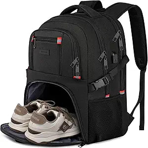 Backpack with Shoe Compartment for Men and Women, 17.3 Inch Laptop Travle Backpack with USB Port, Daypack Gym, Sports, Camping, Hiking