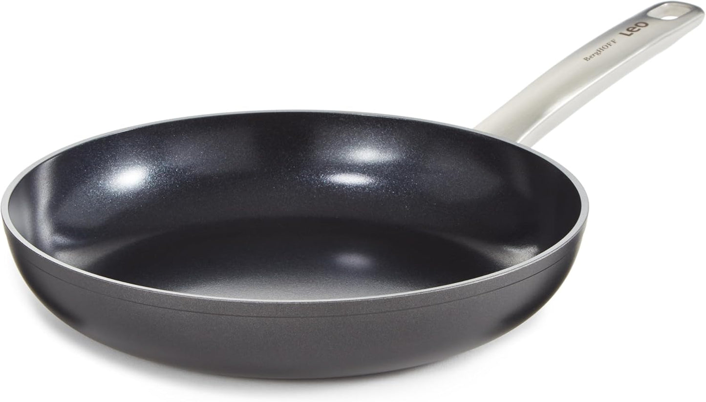 Berghoff Graphite Non-stick Ceramic Frying Pan/Skillet 10", Recycled Aluminum, Non-toxic Coating, Full Disk Bottom, Stir Fry Eggs Veggies Oven Bakeware, Oven-to-Table Cookware