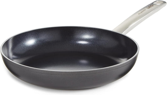 Berghoff Graphite Non-stick Ceramic Frying Pan/Skillet 10", Recycled Aluminum, Non-toxic Coating, Full Disk Bottom, Stir Fry Eggs Veggies Oven Bakeware, Oven-to-Table Cookware