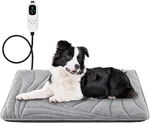 Large Dog Heating Pad with Washable Cover, Soft Plush Pet Heating Pad with 9 Adjustable Temperature, Timer, Chew-Resistant Cord, Waterproof Electric Heated Pet Bed Mat for Dogs and Multi-Cats