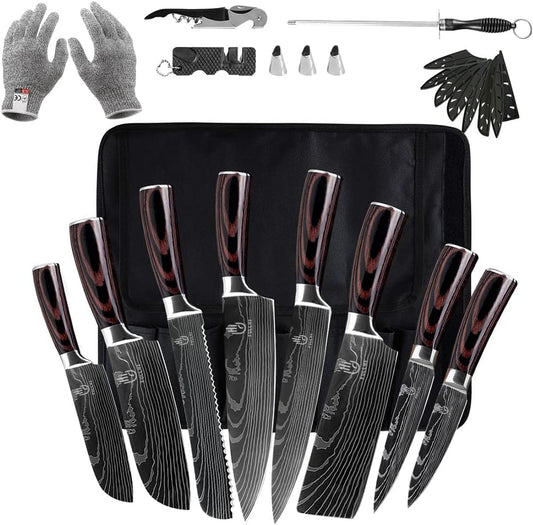 FULLHI 14pcs Japanese Knife Set - Premium German Stainless Steel Kitchen Knives