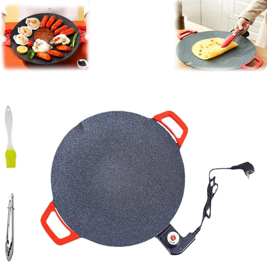 Non-Stick Electric Indoor Grill Pan, Multi-functional Korean Electric Indoor Grill, Electric Griddle Extra Large Anti-Scalding Design, Smokeless Portable Grill (40 Cm)