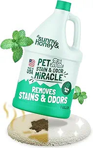 Sunny & Honey Pet Stain Remover - For New and Deep-set Stains - Pet & Kid Safe Pet Enzyme Cleaner - Fast Acting Carpet Cleaner Spray for Rugs, Upholstery & Furniture (128 fl oz, Spring Mint)