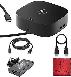 HP Docking Station for Laptop Dual Monitor and Charging - 5TW10AA / 5TW10UT / 5TW10AA#ABB USB-C G5 Dock with 120W AC Adap TER + HDMI Cable + DisplayPort Cable + Cleaning Cloth