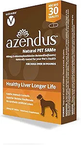 Azendus Natural Pet SAM-e 400mg, 30 Count, Same Butanedisulfonate Fiber Enteric Coated Tablets.