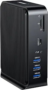 USB C Docking Station,16-in-1 Triple Display Universal Laptop Docking Station with Dual 4K HDMI/DP, 6XUSB-A,USB-C(10Gbps), RJ45, Audio,100W PD, SD/TF for Window,Mac OS