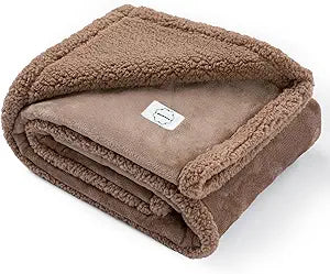 Waterproof Pet Blanket for Dog 57x65in Big Sherpa Fleece Blankets for Couch Puppy Fluffy Brown Blankets Leakproof Sofa Bed Love Reversible Cover -Camel,L-57x65in