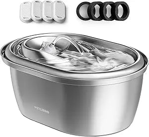 PETLIBRO Stainless Steel Cat Water Fountain, 101oz/3L Pet Water Fountain for Cats Inside, Food-Grade Dog Water Fountain, Automatic Cat Water Dispenser