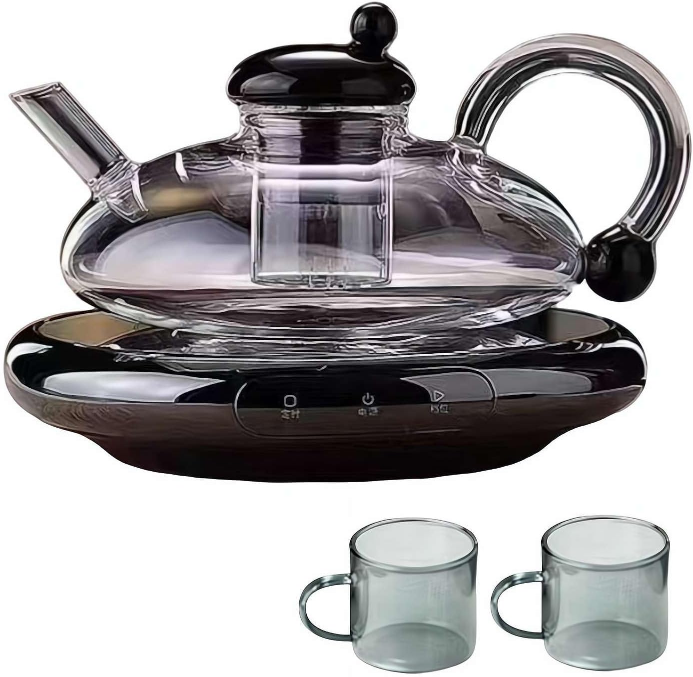 2026 New Glass Teapot with Warmer, 20oz Filtration Teapot Set, Automatic Electric Kettle with Tea Infuser, Teapot and Cup Set Gifts for Tea Lovers