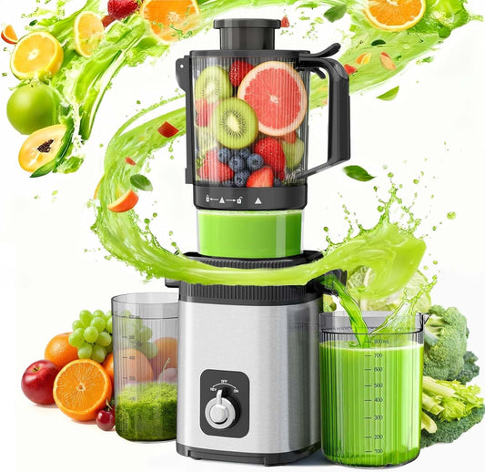 Kismile Cold Press Juicer, Juicer Machines Vegetable and Fruit, 4.5" Wide Feed Chute, Slow Masticating Juice Maker with Reverse Function, Electric Juicers Easy to Clean, Stainless Steel Juicer