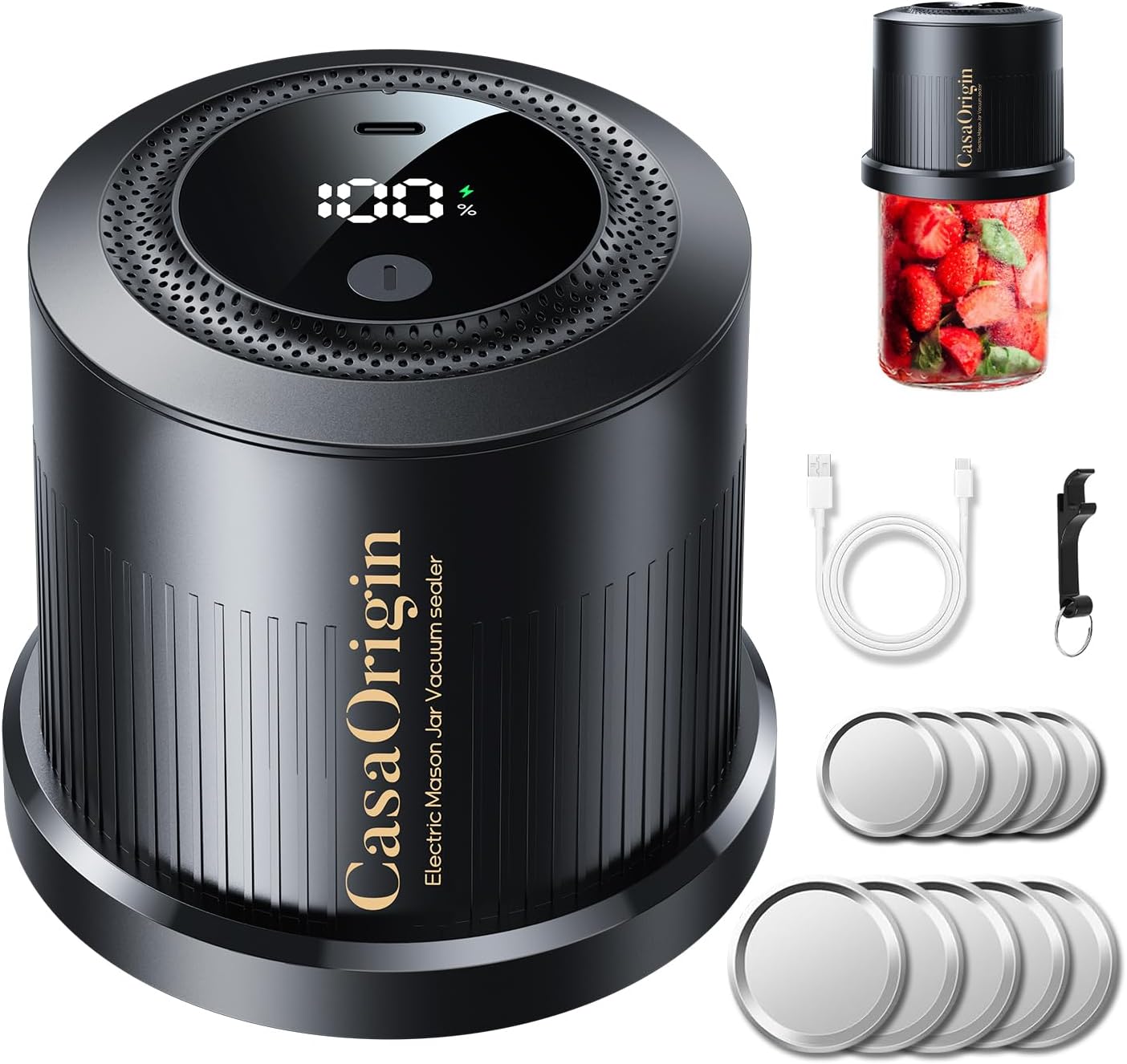 Electric Mason Jar Vacuum Sealer for Regular and Wide Mouth Jars ZW01