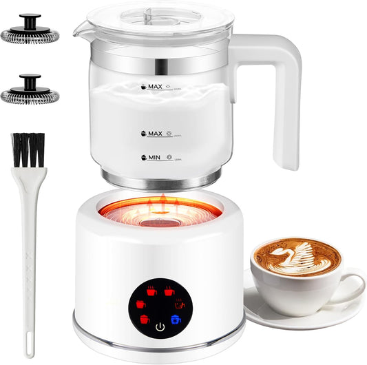 JXXM Electric Milk Frother, 6 in 1 Milk Steamer,17oz Automatic Warm and Cold Foam Maker for Coffee,Latte, Cappuccino, Macchiato, Hot Chocolate (White)