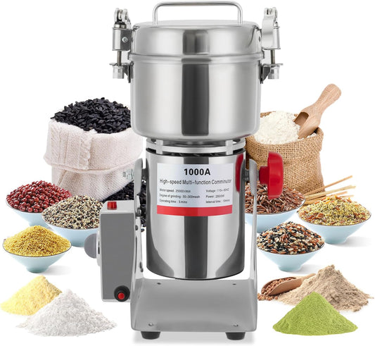 Electric Grain Mill Grinder, 1000g/2.2 lbs Stainless Steel Grist Mill, 3600W 110V High-speed Swing Type Spice Grinder for Dry Corn Coffee Wheat Herbs Bean (Swing Type)