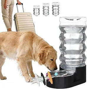 RIZZARI Large Dog Water Dispenser: 9L Black 304 Stainless Steel Gravity Feeder with Filter- Detachable Bowl -Spill-Proof - for Active Large Dog Owners & Multi-Pet Households - Home Garage Balcony
